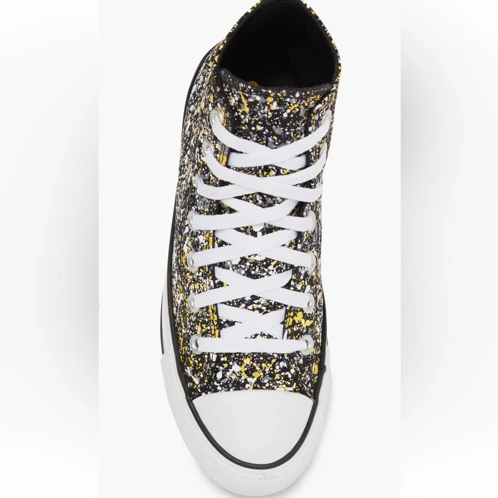 CONVERSE Chuck Taylor ALL-STAR HI‎ Paint Splatter Black/Yellow/White Mens size 5 - Picture 4 of 8